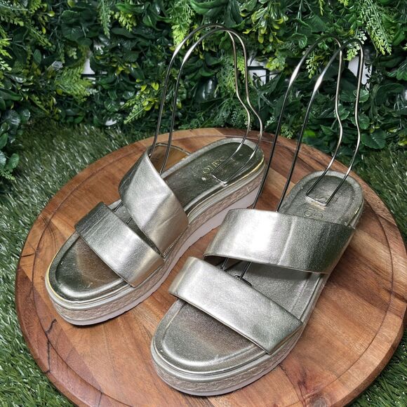 FRANCO SARTO Sandals Women 10 Gold Titan Platform Espadrille Jute‎ Wrap 2177 - Picture 9 of 14